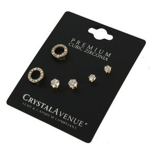 CZ ROUND 3 PAIRS EARRING
